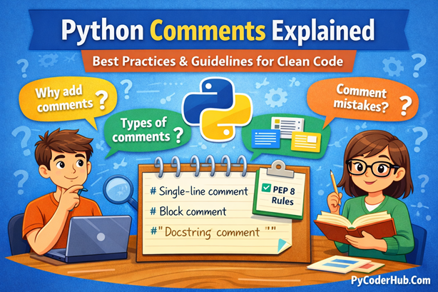 Python comments explained – single-line, inline, block, and docstring comments with best practices