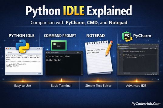 Python IDLE Explained: Comparison with PyCharm, CMD, and Notepad
