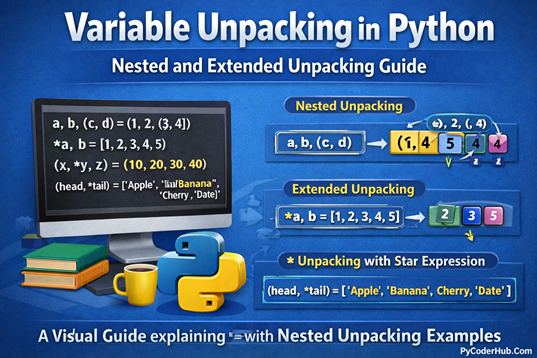 Variable Unpacking in Python with nested and extended unpacking examples