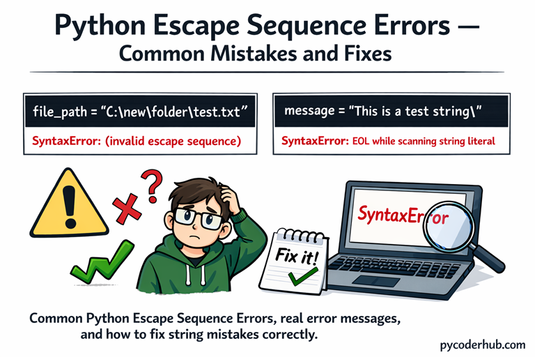 Python Escape Sequence Errors: Common Mistakes, Error Messages & How to Fix Them