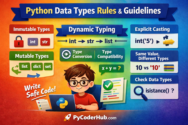 python data types rules and guidelines visual overview showing mutable and immutable types