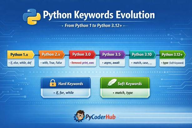 Python Keywords Evolution: From Python 1 to Python 3.12+ (Complete Guide)