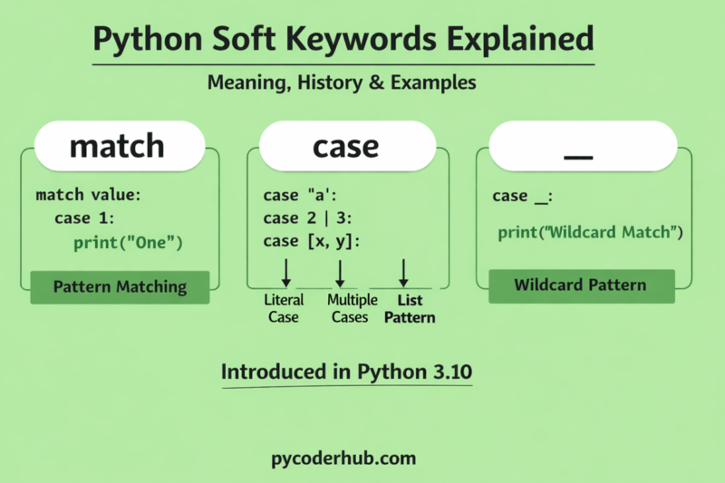 Python Soft Keywords Explained: Meaning, History, List, Examples, and Differences from Reserved Keywords