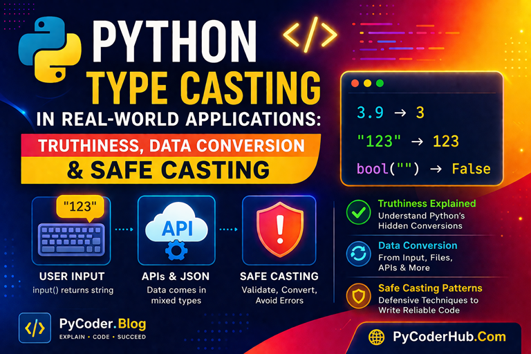 Python Type Casting in Real-World Applications with truthiness, safe conversion, and data handling examples
