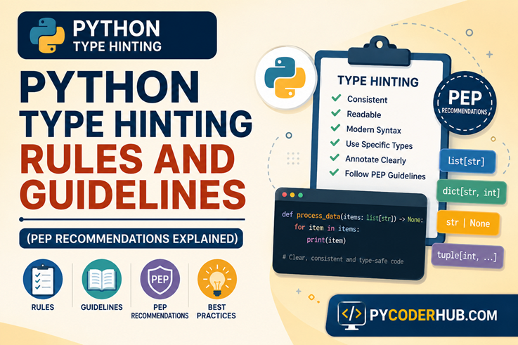 Python Type Hinting Rules and Guidelines explained with PEP recommendations and typing conventions